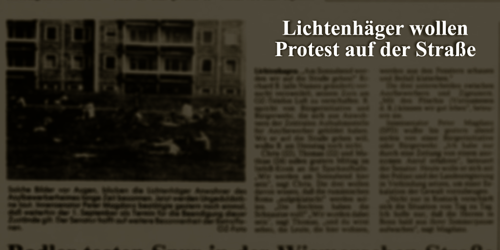 Ostsee-Zeitung, 21. August 1992.